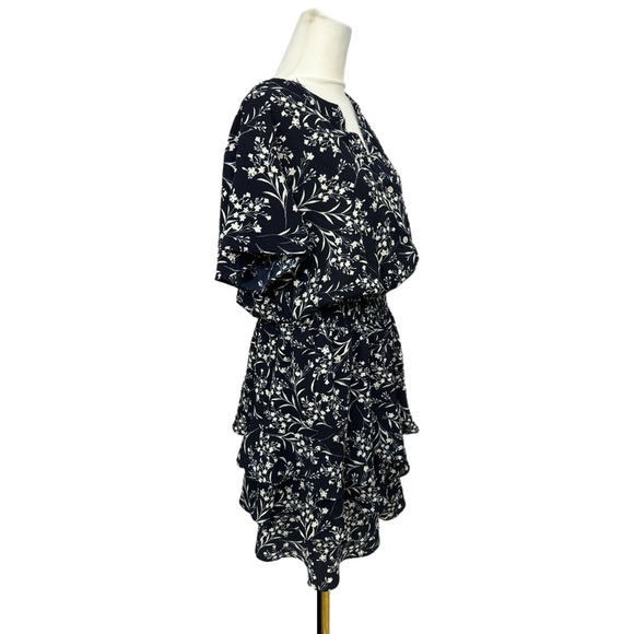 New KATE & LILY Navy Floral Ruffle Dress Women’s Sz 1X Short Sleeve Button Front - Picture 9 of 12